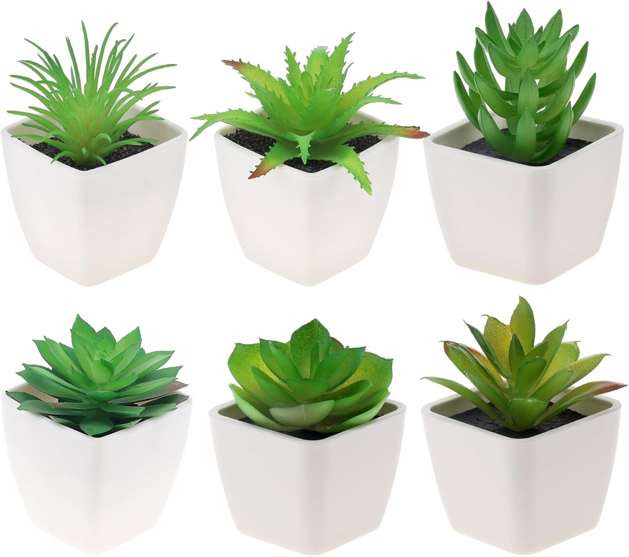 6-Pack Artificial Succulent Plants in Pots – Realistic Mini Aloe & Lotus Fake Bonsai Decor for Home, Bathroom, Bedroom, Windowsill, Office & Indoor Decoration